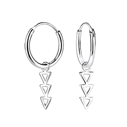 Wholesale Silver Geometric Charm Hoop Earrings