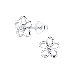 Wholesale Silver Flower Stud Earrings