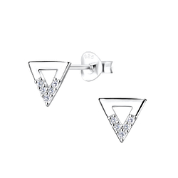 Wholesale Silver Triangle Stud Earrings