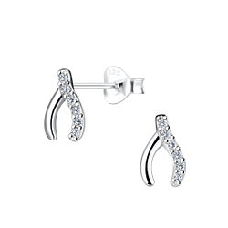 Wholesale Silver Wishbone Stud Earrings