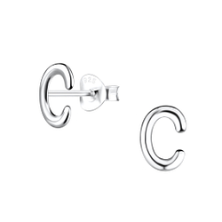 Wholesale Silver Letter C Stud Earrings