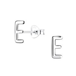 Wholesale Silver Letter E Stud Earrings