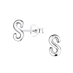 Wholesale Silver Letters S Stud Earrings
