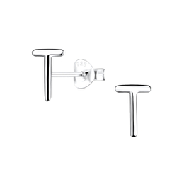 Wholesale Silver Letter T Stud Earrings