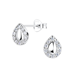 Wholesale Silver Tear Drop Stud Earrings