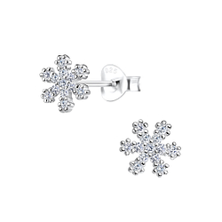 Wholesale Silver Snowflake Cubic Zirconia Stud Earrings