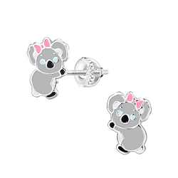 Wholesale Silver Koala Screw Back Earrings