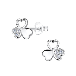 Wholesale Silver Triple Heart Stud Earrings