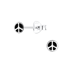 Wholesale Silver Peace Sign Stud Earrings