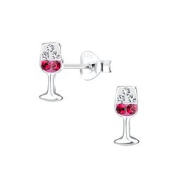 Wholesale Silver Wine Glass Stud Earrings