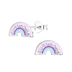 Wholesale Silver Rainbow Stud Earrings