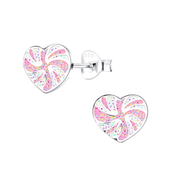 Wholesale Silver Spiral Heart Stud Earrings