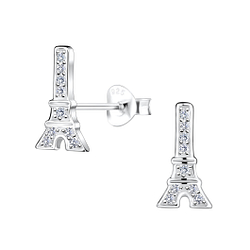 Wholesale Silver Eiffel Tower Stud Earrings