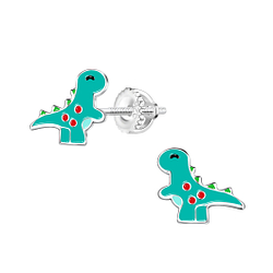 Wholesale Silver Dinosaur Screw Back Earrings