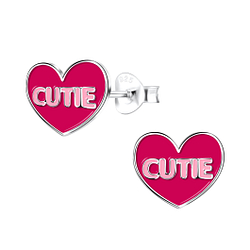 Wholesale Silver Cutie Heart Stud Earrings