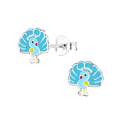 Wholesale Silver Peacock Stud Earrings