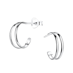 Wholesale Silver Half Hoop Stud Earrings