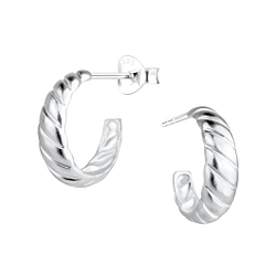 Wholesale Silver Twisted Half Hoop Stud Earrings 