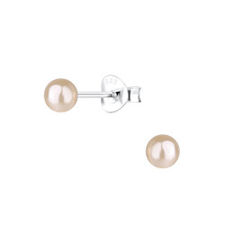 Wholesale 4mm Pearl Silver Stud Earrings