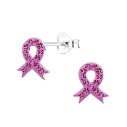 Wholesale Silver Ribbon Crystal Stud Earrings