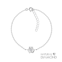 Wholesale Silver Rose Flower Bracelet With Natural Diamond