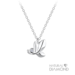 Wholesale Silver Leaf Necklace With Natural Diamond