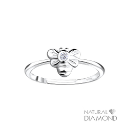 Wholesale Silver Bee Adjustable Ring With Natural Diamond