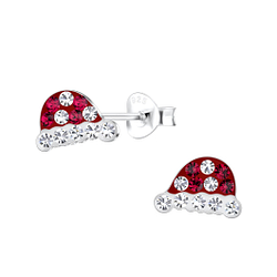 Wholesale Silver Santa Hat Stud Earrings