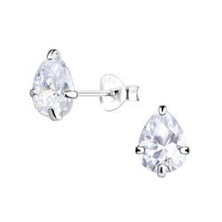 Wholesale 6x8mm Pear Cubic Zirconia Stud Earrings