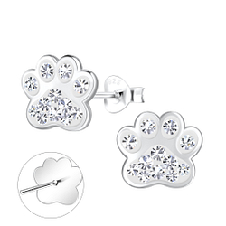 Wholesale Silver Paw Print Stud Earrings