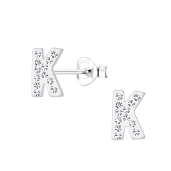 Wholesale Silver Letter K Stud Earrings