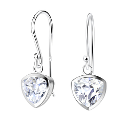 Wholesale 6mm Trillion Cubic Zirconia Silver Earrings