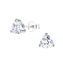 Wholesale 6mm Trillion Cubic Zirconia Silver Stud Earrings