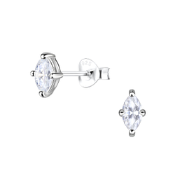 Wholesale 3x6mm Marquise Cubic Zirconia Silver Stud Earrings 