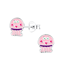 Wholesale Silver Jellyfish Stud Earrings