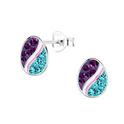 Wholesale Silver Easter Egg Stud Earrings