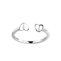 Wholesale Silver Opened Double Heart Ring
