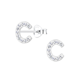 Wholesale Silver Letter C Stud Earrings