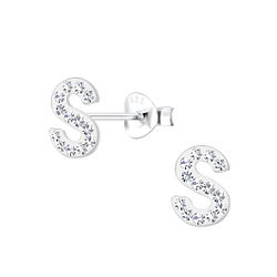 Wholesale Silver Letter S Stud Earrings