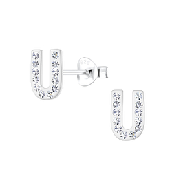 Wholesale Silver Letter U Stud Earrings