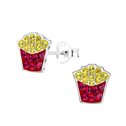 Wholesale Silver French Fries Stud Earrings