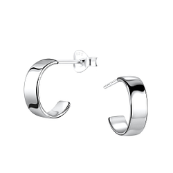 Wholesale Silver Half Hoop Stud Earrings