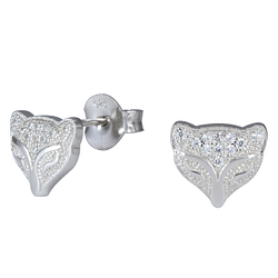 Wholesale Silver Fox Cubic Zircnoia Stud Earrings