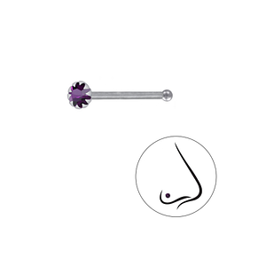 Wholesale 2.5mm Round Crystal Silver Nose Stud With Ball - Pack of 10