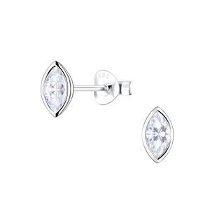Wholesale 3x6mm Marquise Cubic Zirconia Silver Stud Earrings