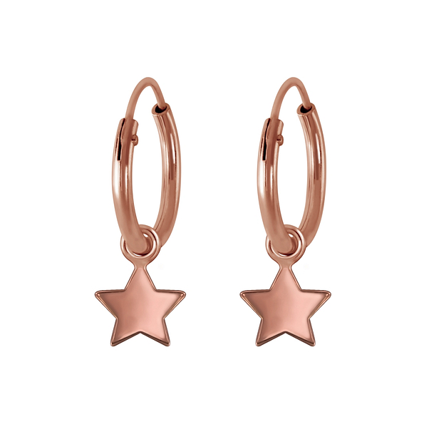 925 Silver Jewelry | Silver Star Charm Hoop Earrings - 2235