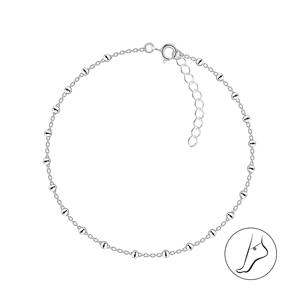 Wholesale 24cm Silver Satellite Anklet With Extension