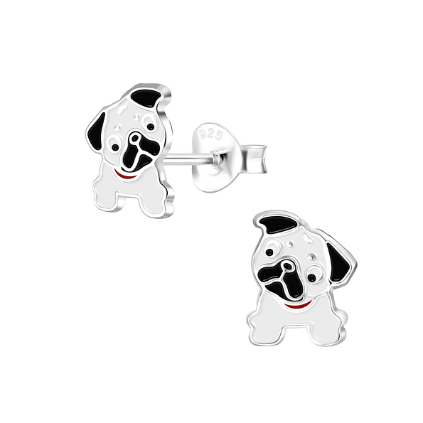 Wholesale Silver Bulldog Stud Earrings