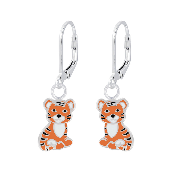 Wholesale Silver Tiger Lever Back Earrings