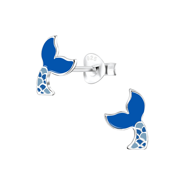 Wholesale Silver Mermaid Tail Stud Earrings